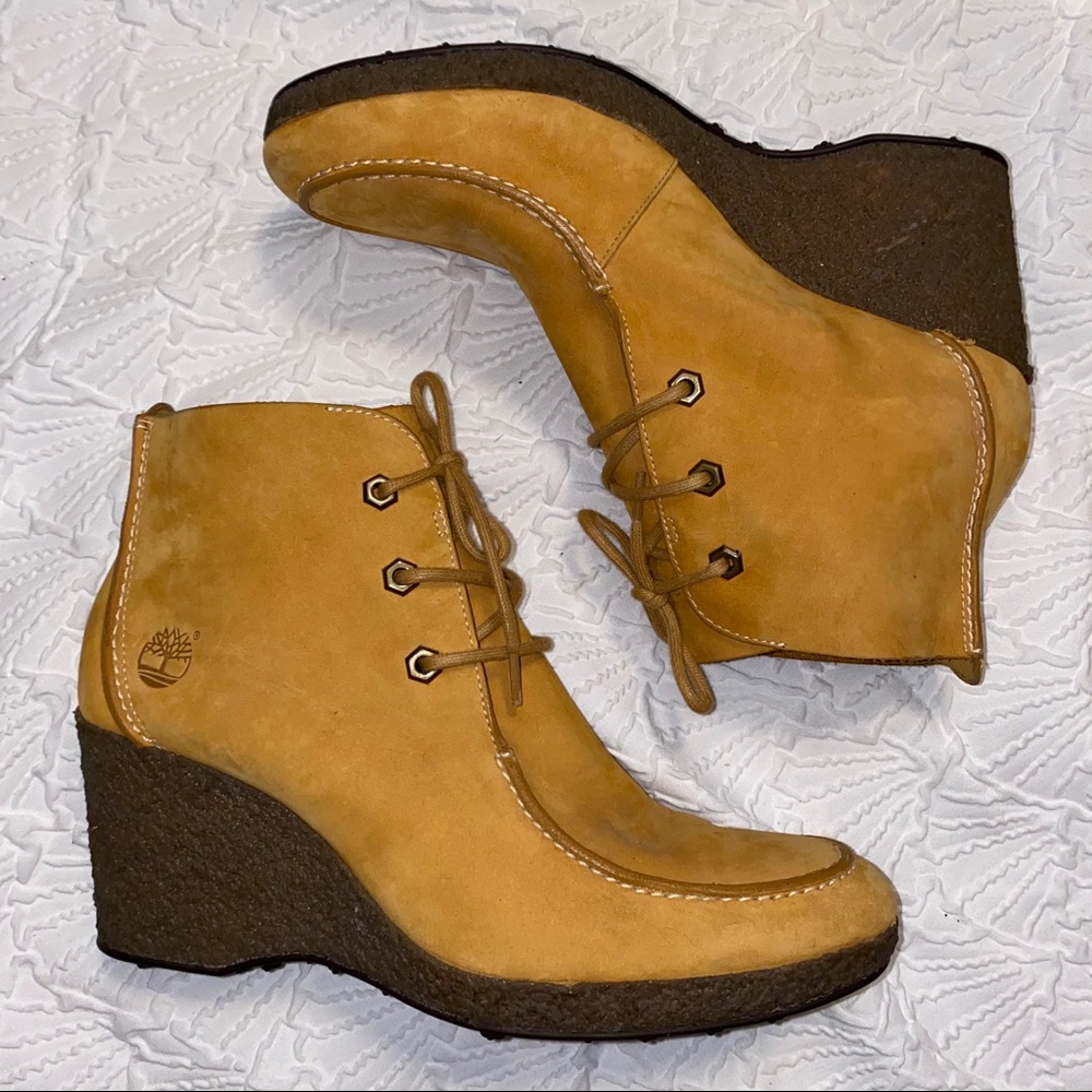 Timberland Monogram Wheat Wallaby Wedge Booties